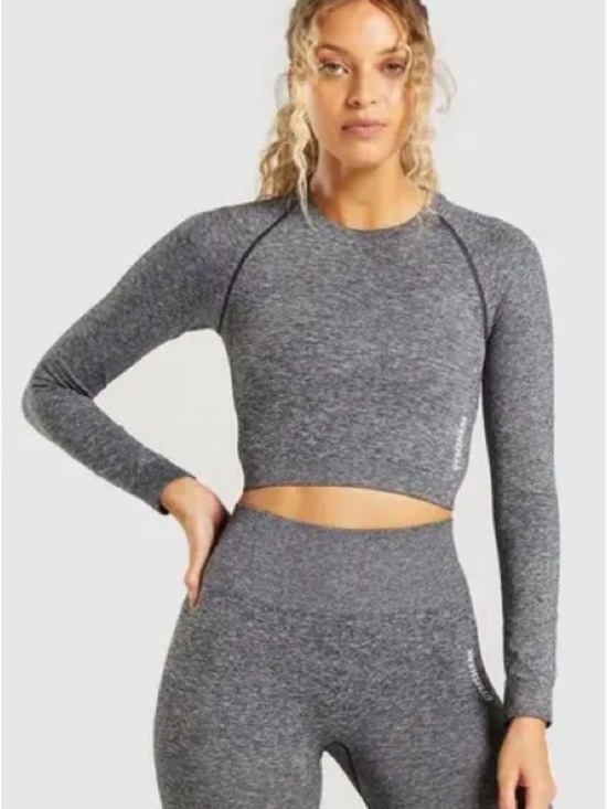 Gymshark Tops - Gymshark Adapt Marl long sleeve cropped top